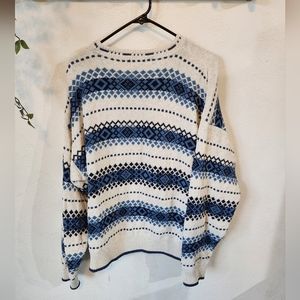 Vintage Sears Blue Striped Sweater - Made in USA - XL